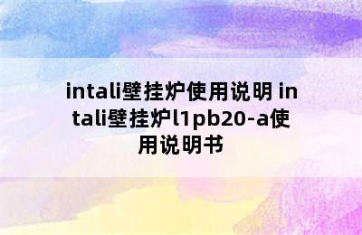 intali壁挂炉使用说明 intali壁挂炉l1pb20-a使用说明书